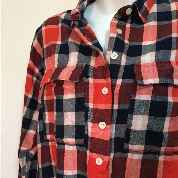 Old Navy Boyfriend Shirt Plaid XS-S - Picture 2 of 8